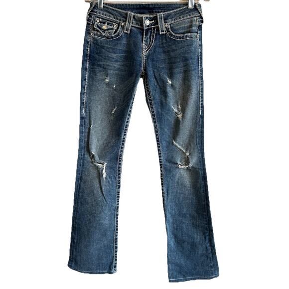 True Religion Distressed Jeans Sz 26 Bling Pockets Cowgirl Western Rodeo Y2K - Picture 2 of 14